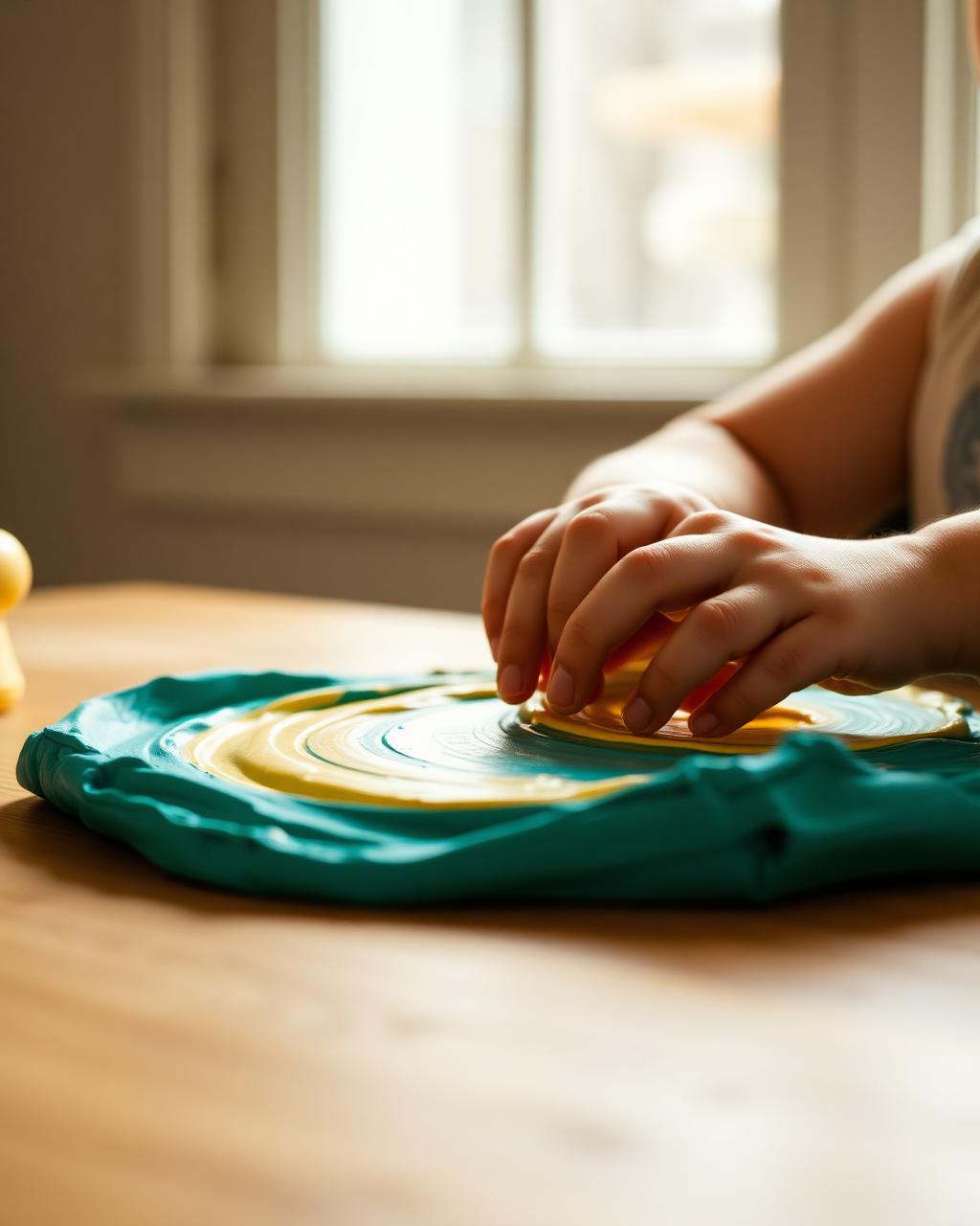 Tiny hands shaping clay