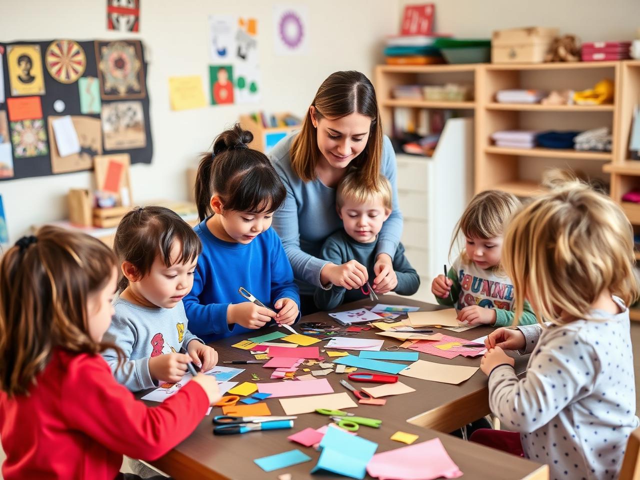 Children making collages